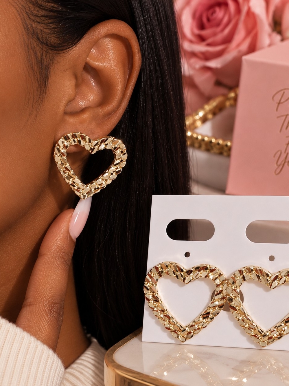 Large Gold Heart Hoop Earrings – Statement Jewelry
